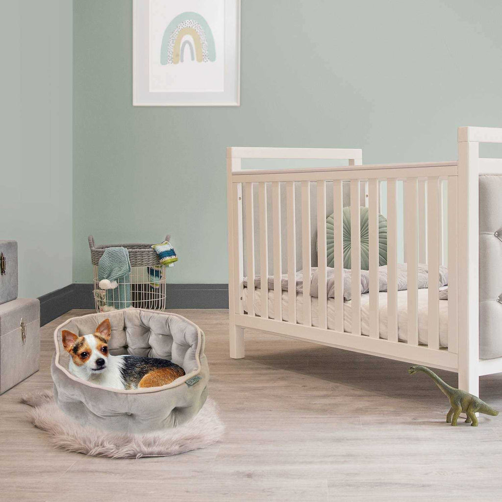 Mini Tufted Velvet Round Cuddler Pet Bed Q961668