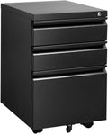 Black Metal 3 Drawer Rolling File Cabinet L814649