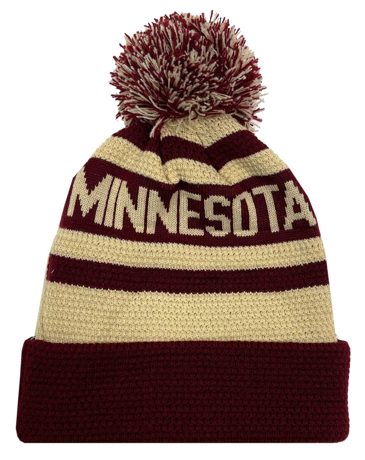 Maroon Cream Embroidered Logo Knit Hat X642