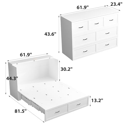 Full Size Murphy Bed Cabinet with Charging Station & Drawer Y2265