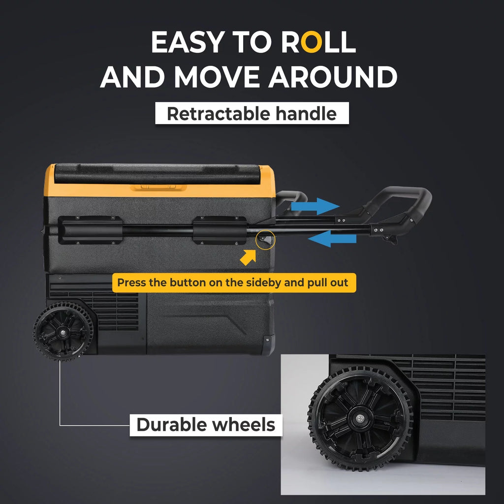 48QT Dual Zone Portable Car Refrigerator with Wheels R371