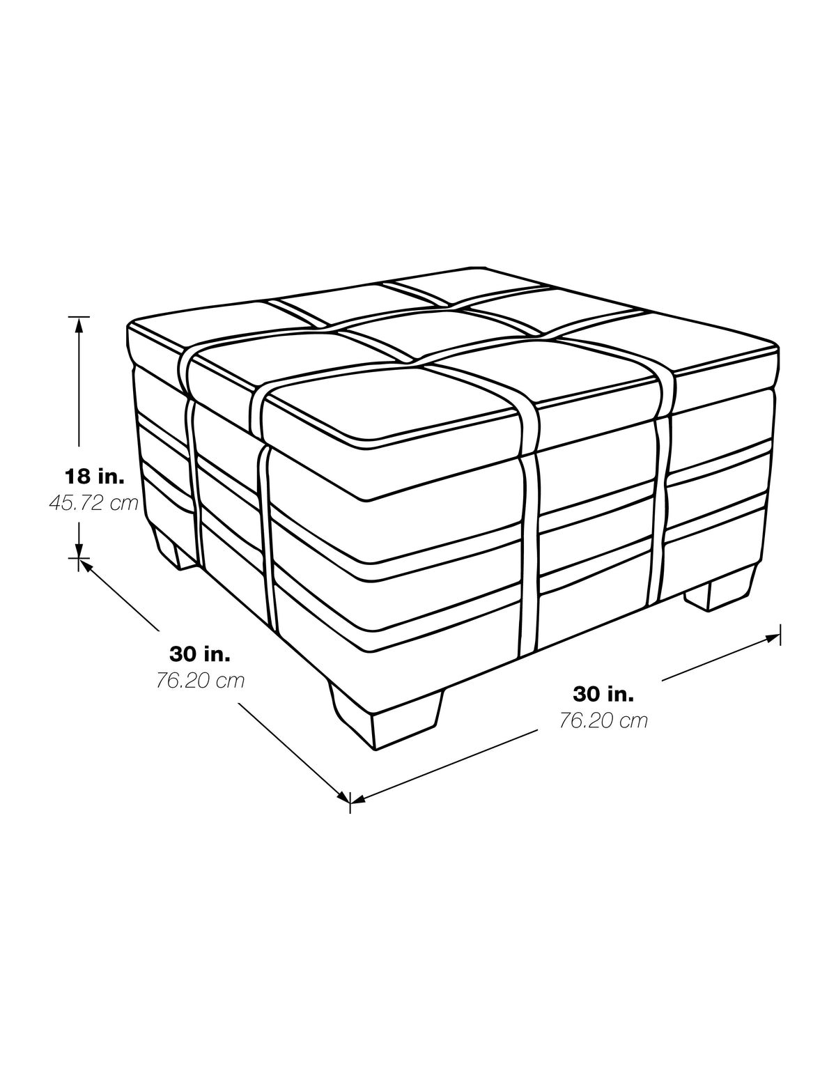 Square Storage Ottoman in Azure Blue Fabric J394