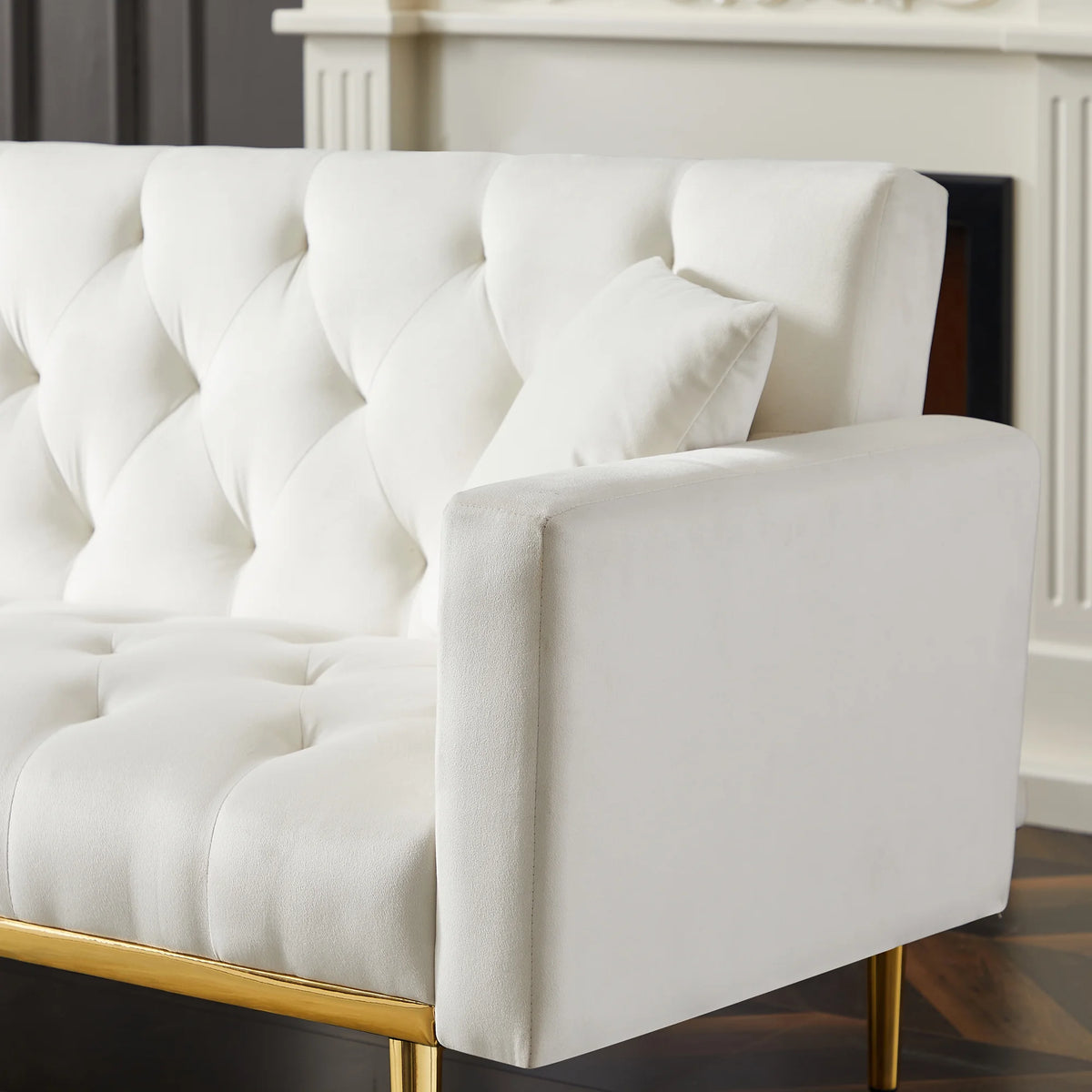 White Convertible Folding Futon Sofa Bed Y2944