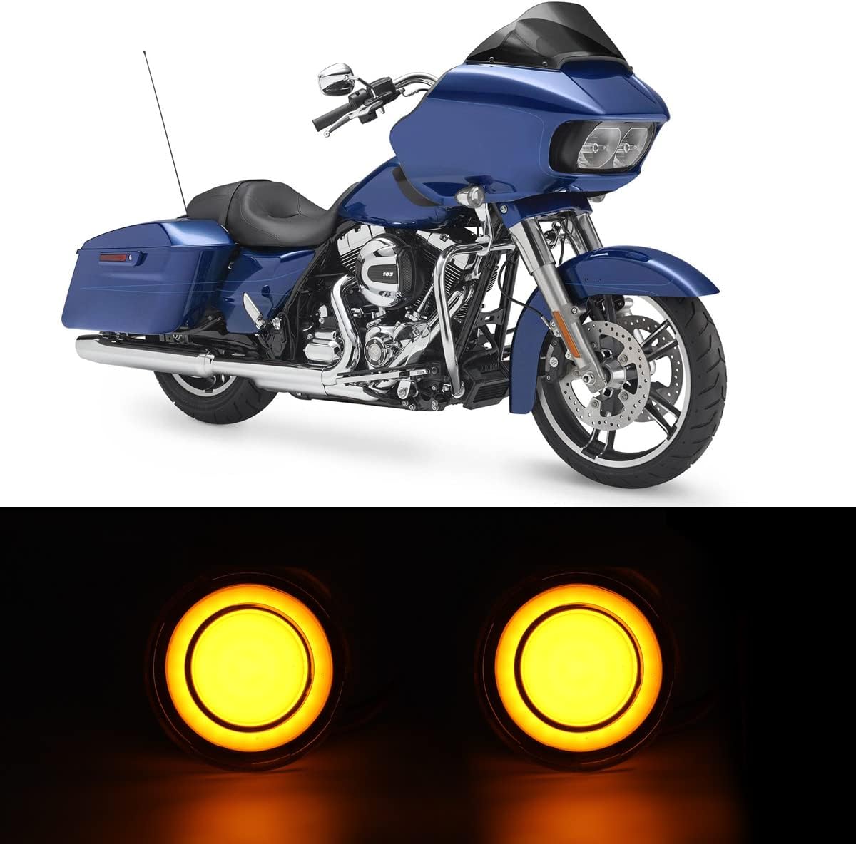 Front Turn Signal Light Kit & LED Taillight with License Plate Illumination + Rear Turn Signal Light Bar Bullet Style Blinker Indicator B439305
