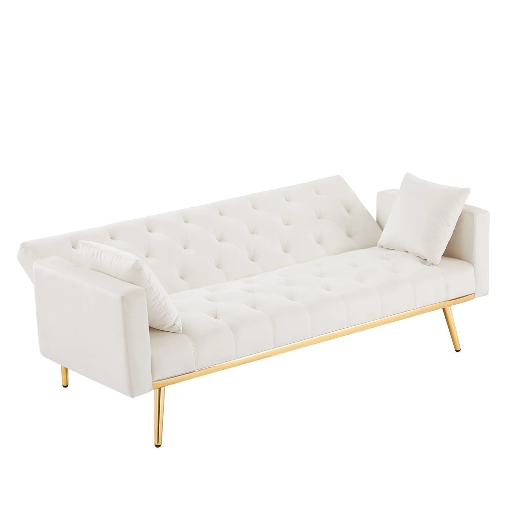 White Convertible Folding Futon Sofa Bed Y2944