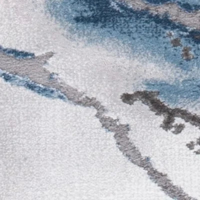 Abstract Marble Area Rug, 5'3" x 5'3" Square, Grey/Blue B3101