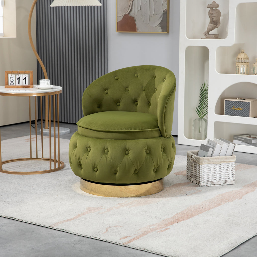 Olive Green Velvet Swivel Accent Chair Z878