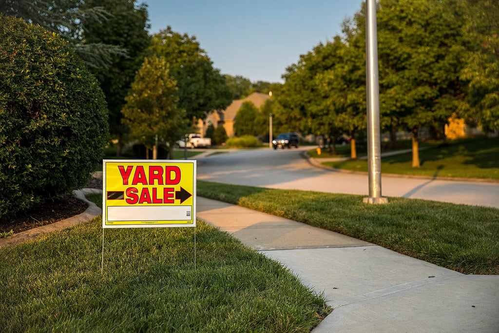 Yard Sale Sign with U-Stake, 32" H x 26" W, Yellow and Red, 10 Count Pack of 2 K131033
