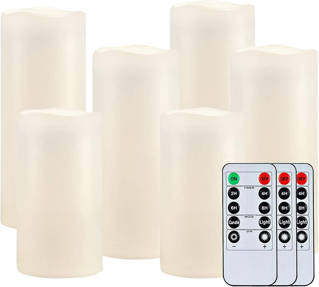 4 x Waterproof Flameless LED Pillar Candles, Set of 6 F563