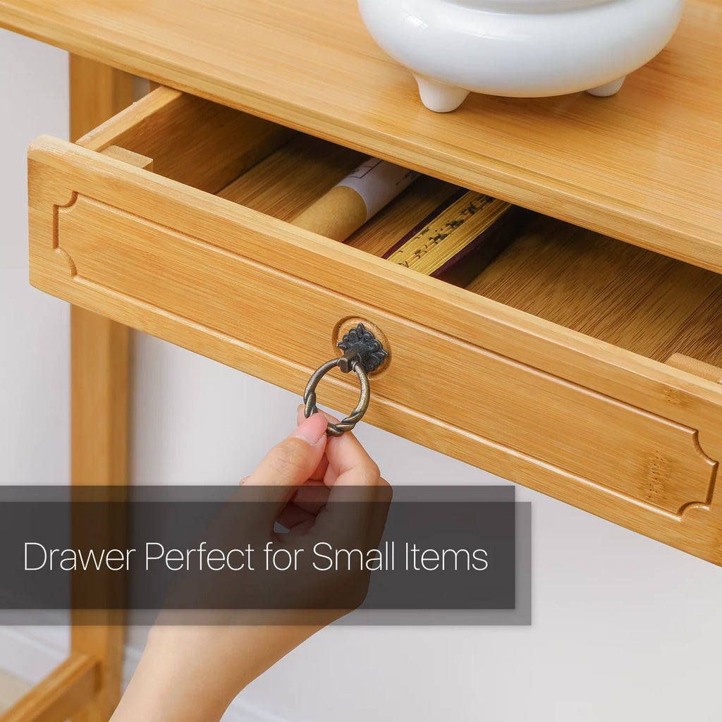 Bamboo Console Table with 1 Storage Drawer C414064