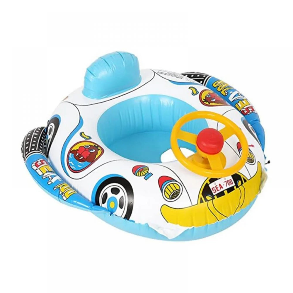 Inflatable Pool Float Ring with Steering Wheel Horn F63750