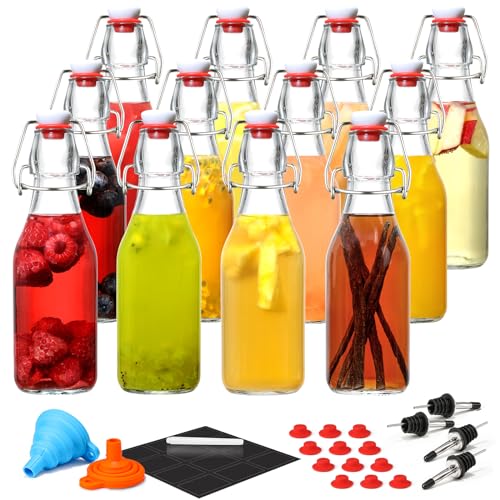 8 Pack 8.5oz Flip Top Glass Bottles Y907