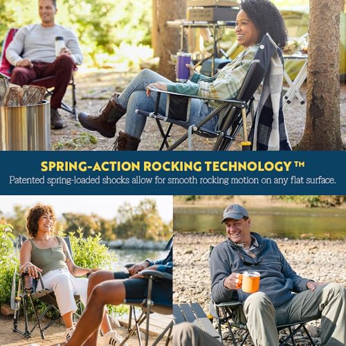 Portable Folding Rocking Camping Chair with Drink Holder J376381