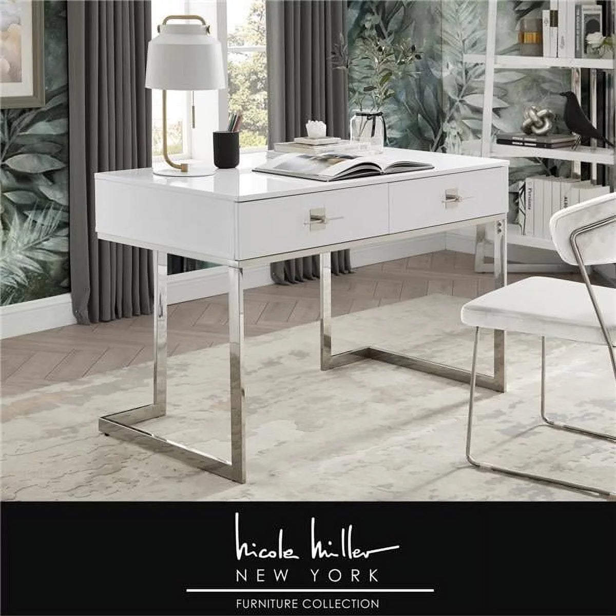 White & Chrome Writing Desk N17218