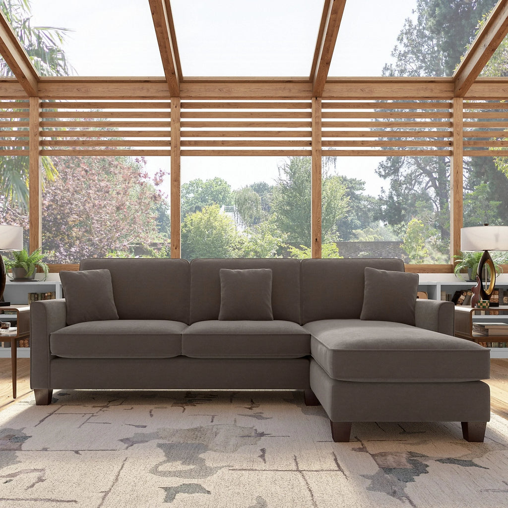 Dark Gray Microsuede Sectional Couch with Reversible Chaise F126