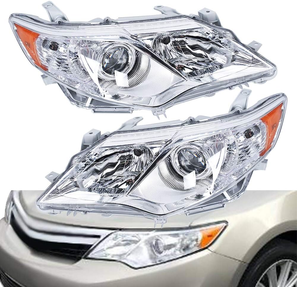 Projector Headlights Assembly ABS Plastic Housing Polycarbonate Lens for 2012-2014 Toyota Camry Left+Right C66698