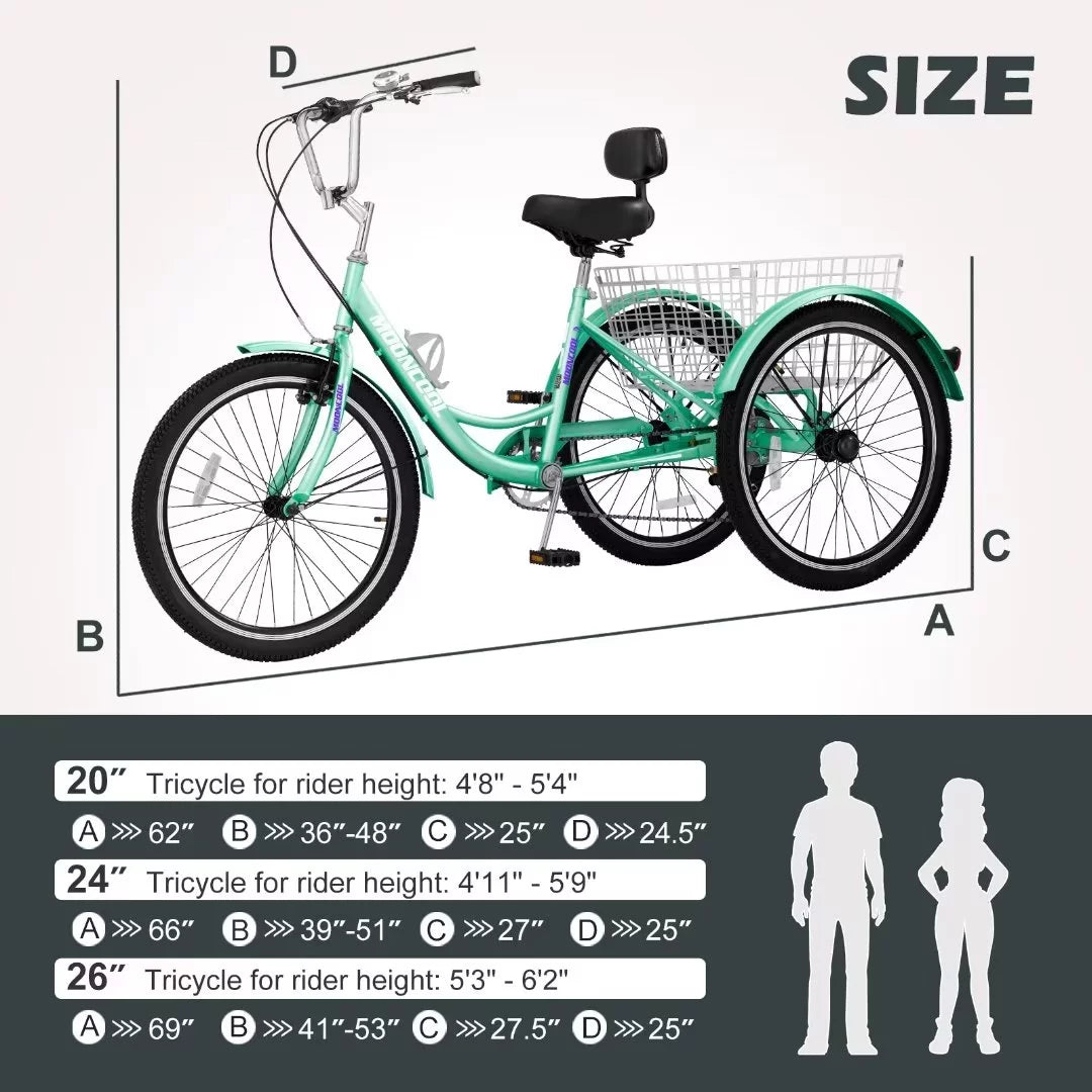 20 Adult Tricycle 7 Speed with Large Basket M518750