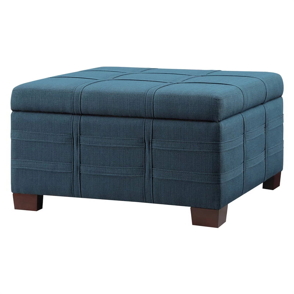 Square Storage Ottoman in Azure Blue Fabric J394