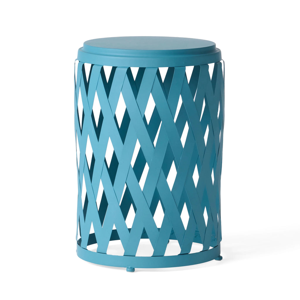 Matte Blue Iron Side Tables Set of 2 B107053