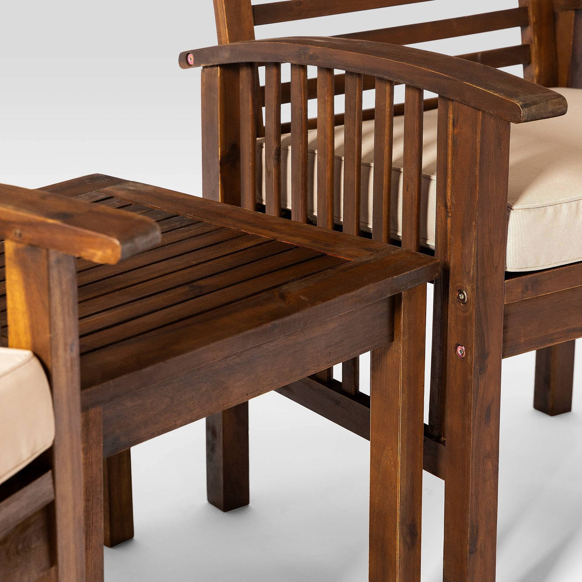 3PC Acacia Wood Patio Chairs and Side Table Espresso Brown Q97518