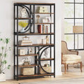 Industrial 8-Tier Wood Look Bookshelf with Metal Frame D75228
