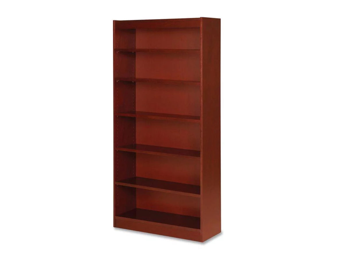 Six Shelf Wood Veneer Cherry Panel Bookcase S885374