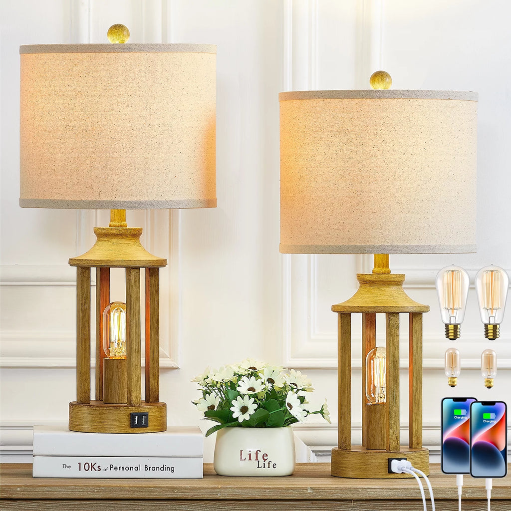 3 Way Dimmable Touch Control Table Lamps Set of 2 with USB Ports N103012